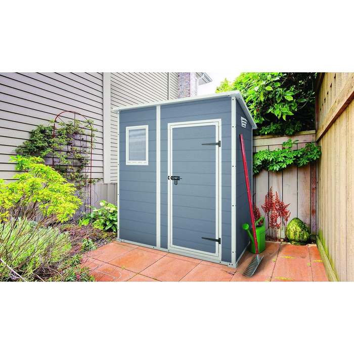 Сарай садовий Keter Manor Pent 6x4 сірий, пластиковий, вологостійкий, 183.5x111x200.5 см