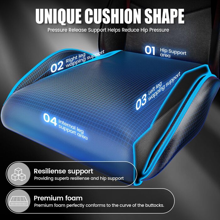 Ігровий крісло Bigzzia Ergonomiczne - Чорний, для геймерів, PC, комп'ютерне, з підголівником та підлокітниками