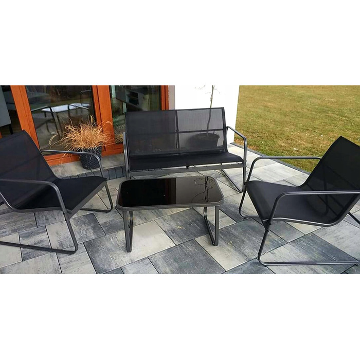 Комплект садових меблів зі штучного ротанга ZD Trading Lato, чорний, 4 предмети