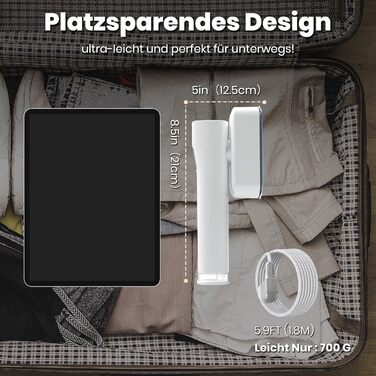 Портативний відпарювач для подорожей 2-в-1, відпарювач для одягу, білий