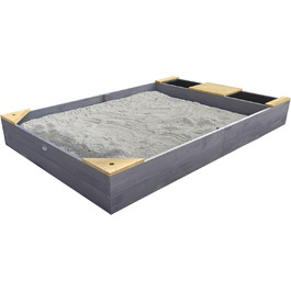 Дерев'яний пісочниця AXI Kelly з лавкою, сидіннями та контейнерами для води | Пісочниця для дітей сірого та коричневого кольору | 180 x 115 см