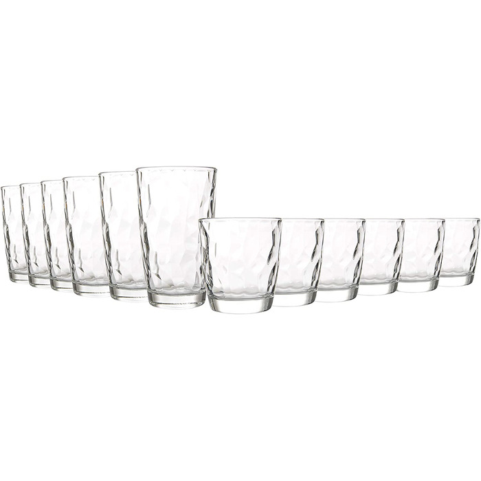 Стакани для пиття Борміолі з діамантами 12 шт. / Об'єм наповнення універсальних склянок 300 мл і 400 мл / Набір склянок з унікальним дизайном