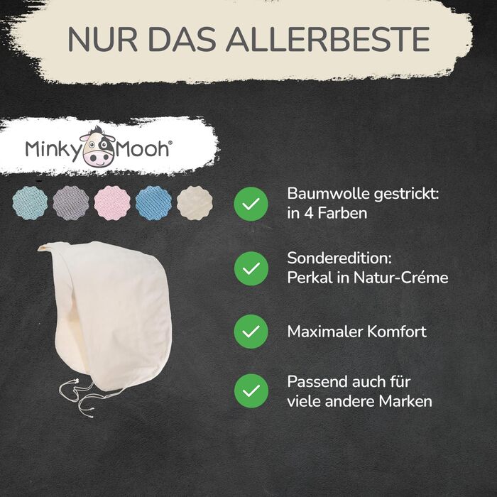 Подушка для годування Stillkissen XXL з органічної бавовни та наповнювачем з капоку | велика подушка для годування та пляшечки | вагітність, подушка для сну на боці | антиалергенна та тиха | 190x30 см, кремовий колір, перкал (М'ята, Перкал)