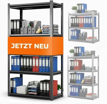 Металевий стелаж з металевими полицями, 5 ярусів, 160x86x45 см. Міцний, швидко збирається, стійкий до плісняви. Ідеально для підвалу, складу та дому.