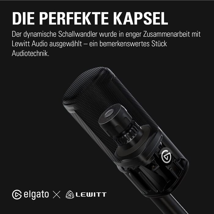 Elgato Wave DX — динамічний XLR-мікрофон для подкастів, стрімінгу та трансляцій, кардіоїдна діаграма, шумозаглушення, не потребує підсилювача, сумісний з Mac/PC