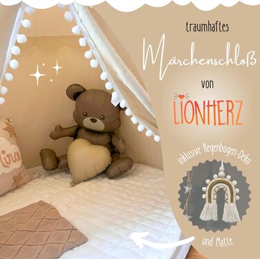 Дитячий намет LIONHERZ® DAS ORIGINAL: принцесин замок з бавовни та льону | з фібергласовими штангами та сумкою для перенесення | стабільний намет-тіпі для дівчаток (без аксесуарів)