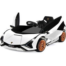 Дитячий електромобіль Lamborghini 12V COSTWAY з пультом, MP3, радіо, музикою та LED-фарами, для дітей 3-8 років, білий
