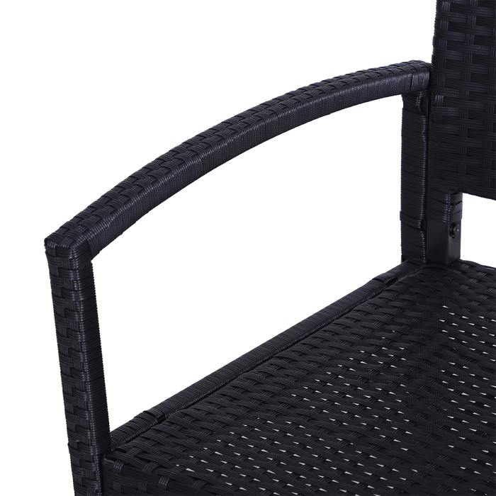 Садова лавка Outsunny Poly Rattan 2-місна паркова лавка зі сталевим каркасом і плетеним чорним W122 x D60 x H87 см для саду та патіо