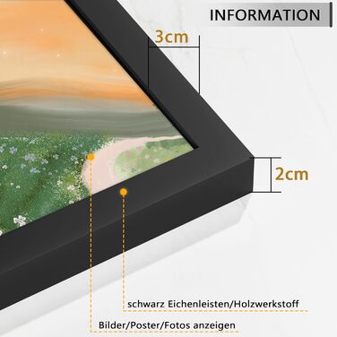 Набір фоторамок 3 шт 70x50 см Чорні дерев'яні рамки для фото, картин, постерів 61x91.5 см