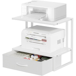 Підставка для принтера на стіл з ящиком для документів, органайзер для офісу, підставка для принтера, факсу, сканера (білий)