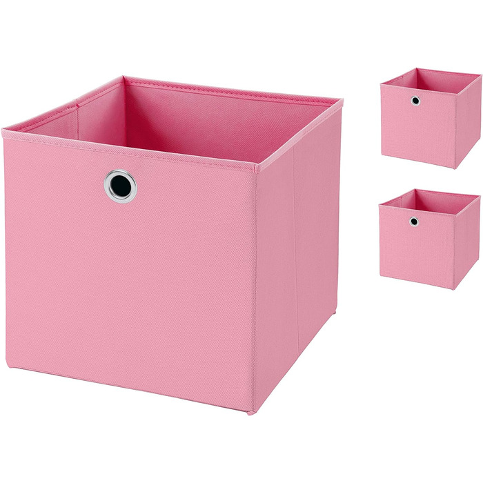Кошик для зберігання Stick&Shine 3 шт. Складна коробка 32 x 32 x 32 см Кошик для полиць складний (рожевий)