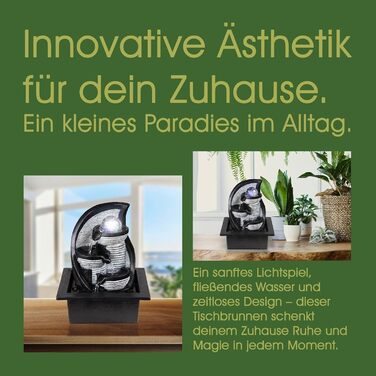 Настільний фонтан BMF-VERSAND® з RGB підсвічуванням та обертовою скляною кулею – декоративна лампа з RGB LED, кімнатний фонтан з підсвічуванням, сірий колір, куля, 4 ступені