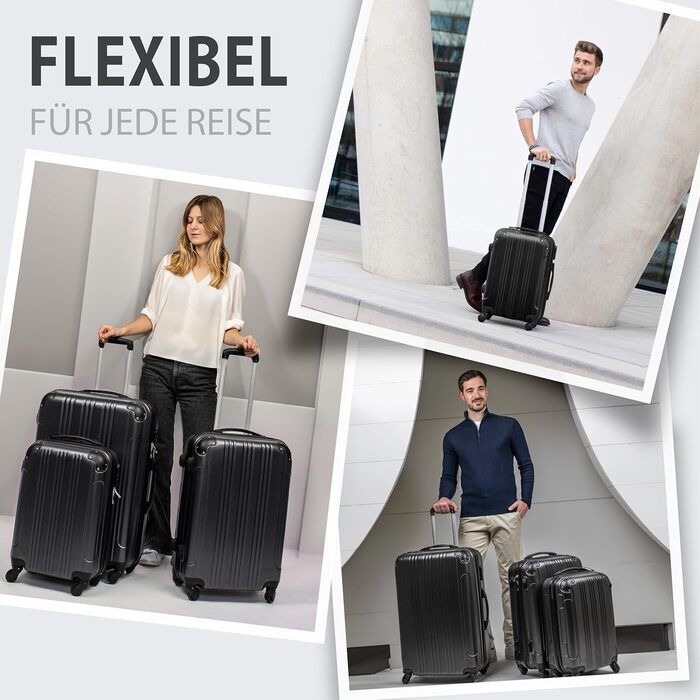 Набір валіз FERGÉ QUÉBEC з ABS-пластику, 3 шт. (ручна поклажа, L, XL), дорожні валізи-тролеї на 4 колесах