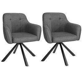 YOUDENOVA Комплект з 2-х обідніх стільців, 360° обертання з підлокітниками, оксамитовий м'який стілець для обідньої кімнати, кухні, вітальні та офісу, стільці для обідньої кімнати темно-сірий, комплект 2 шт.