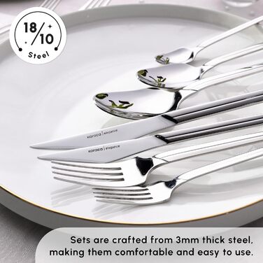 Karaca Midway Набір столових приборів на 12 осіб (84 шт.) - нержавіюча сталь, ножі, виделки, ложки. Кухонний набір столових приборів