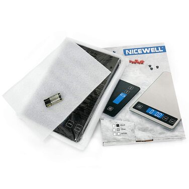 Кухонні ваги Nicewell Digital 10 кг, з точністю 1 г, для приготування їжі та випічки, скляна платформа