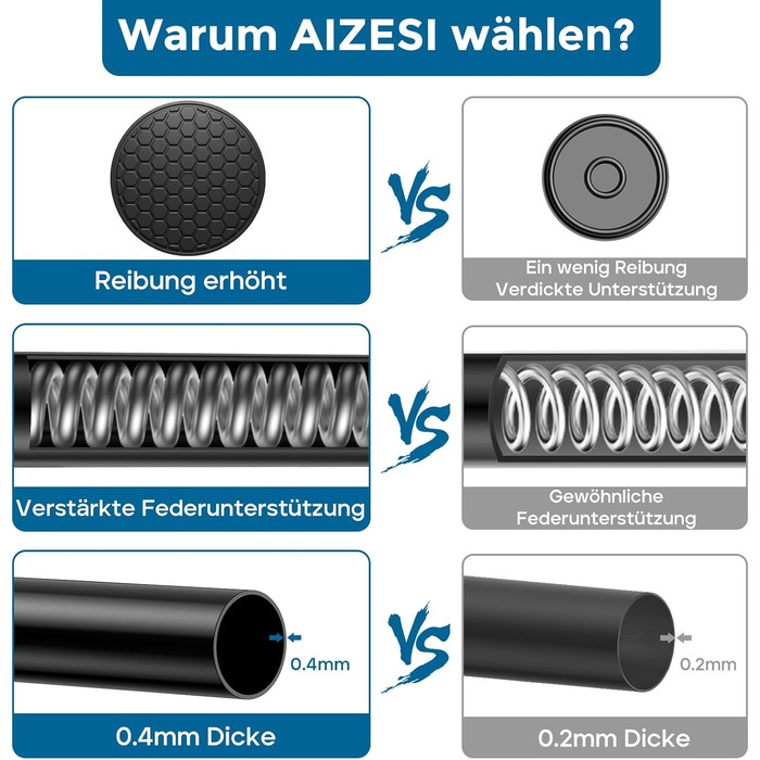 Штанга для штор без свердління AIZESI, 113-197 см, телескопічна, чорна (діаметр 22 мм)