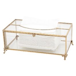 Скляна коробочка для серветок SLHEQING Gold - прямокутна, для ванної, вітальні, спальні, офісу (прозора)