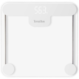 Скляні ваги для ванної кімнати TERRAILLON, компактні, невидимий дисплей, місткість 180 кг, білі
