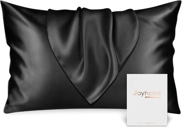 Наволочка Joyhabit Silk 40x80, 100 органічний шовк Mulberry, М'який, Дихаючий, Чорний