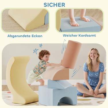 Набір з 5 пінопластових кріпильних блоків, обтягнутих шнуром, легкі, для будівництва, повзання та лазіння, різнокольорові