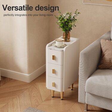 Нічний столик AQIMUELE, білий, з 2 висувними ящиками, 30 см, без встановлення, шкіряна поверхня