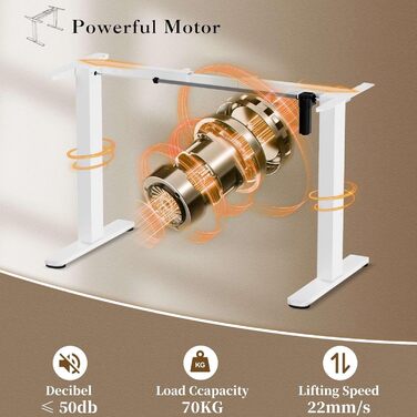 Електричний підйомний механізм для столу 2-рівневий з пам'яттю, регулювання висоти, ніжки для столу (Білий)