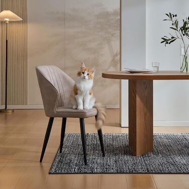 CLIPOP Комплект обідніх стільців 4 шт. Ретро, штучна шкіра, м'яке сидіння, металеві ніжки, для кухні/офісу, бежевий колір