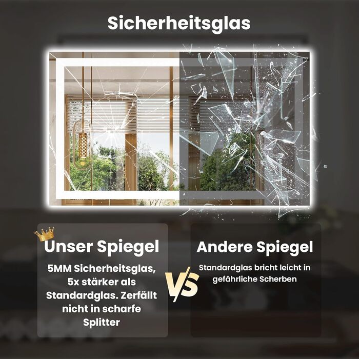 LED дзеркало для ванної кімнати 60x80 см з підсвічуванням, сенсорне, регульоване, 3 кольори світла, антизапар, IP44, вертикальна/горизонтальна установка