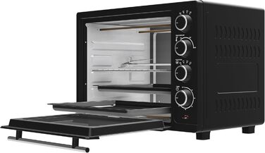 Міні-піч TurboTronic 35л з конвекцією, чорна, 1600W. 2 дека, таймер, піч для піци та гриль