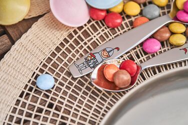 Набір дитячого посуду ZWILLING Ritter Eckbert (4 шт.), з зображеннями лицарів, для дітей від 3 років, нержавіюча сталь 18/10, сріблястий, без пластикової упаковки