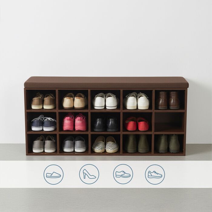 Підставка для взуття Relaxdays з м'яким сидінням та відкритими полицями