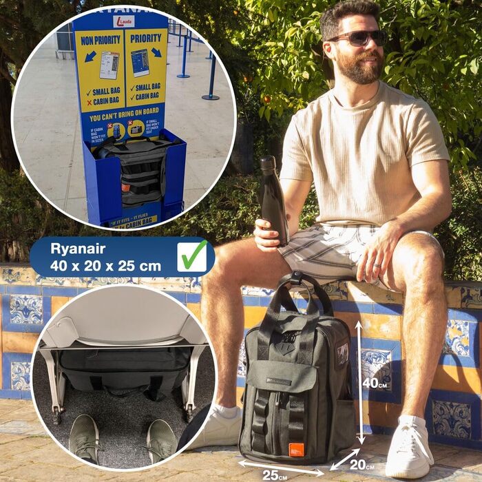 Рюкзак Cabin Max Memphis 20L Unisex Backpack - 40x20x25см Рюкзак для ручної поклажі з інтегрованим пакувальним кубом. Ідеальна сумка-рюкзак для ручної поклажі Ryanair Розміри 40 x 20 x 25 см Сірий