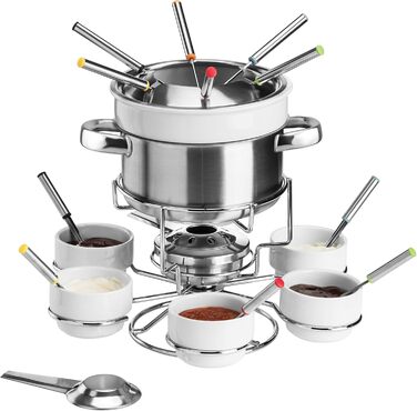 Набір для фондю Premier Housewares з нержавіючої сталі та порцеляни, білий