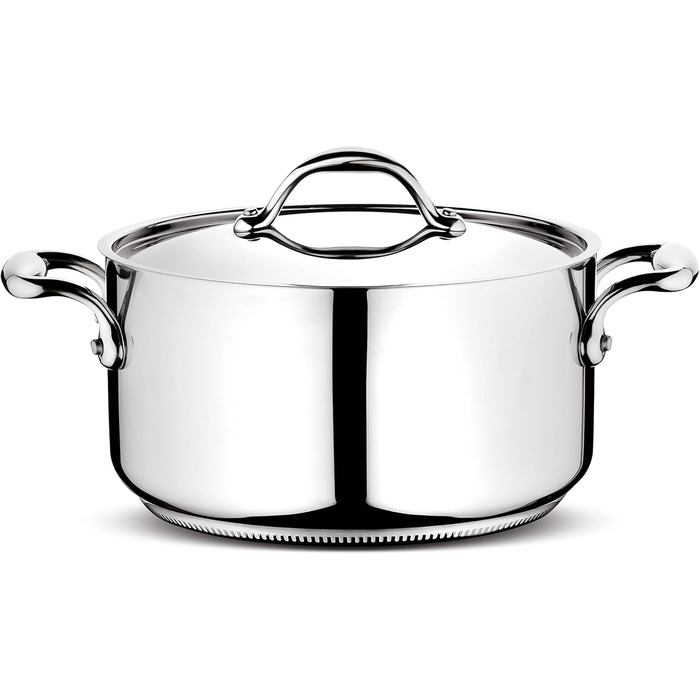 Каструля Lagostina Accademia Lagofusion з ручками та кришкою, нержавіюча сталь, срібна, 16 см