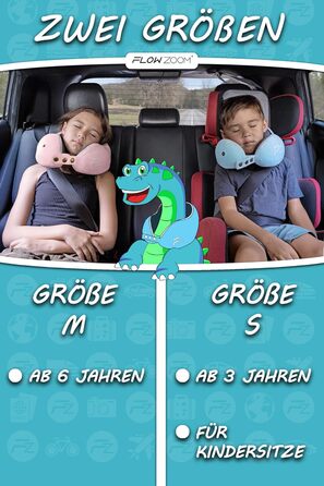 Подушка для шиї FlowZoom Comfy - для автомобіля та літака, з Memory Foam, регульована, 360° підтримка, дихаючий чохол, чорна (також є блакитна модель Comfy Kids S)