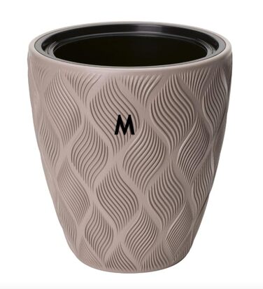 Квітчар MELTOM Blumenkübel: декоративний горщик для квітів з винімним вкладишем, кругла форма, 3D ефект, колір Taupe (M)