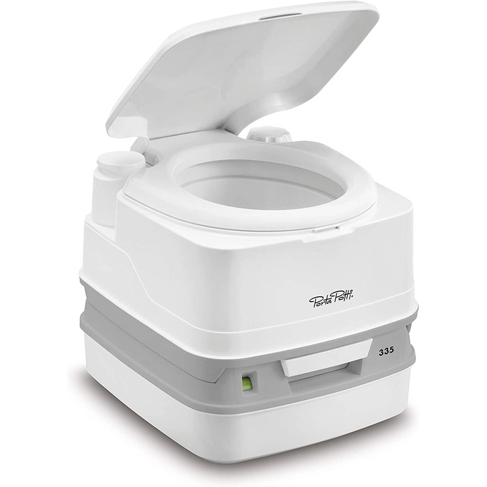 Портативна туалет Thetford Qube, біло-сіра, 330 x 383 x 427 мм (Porta Potti 335, Single)