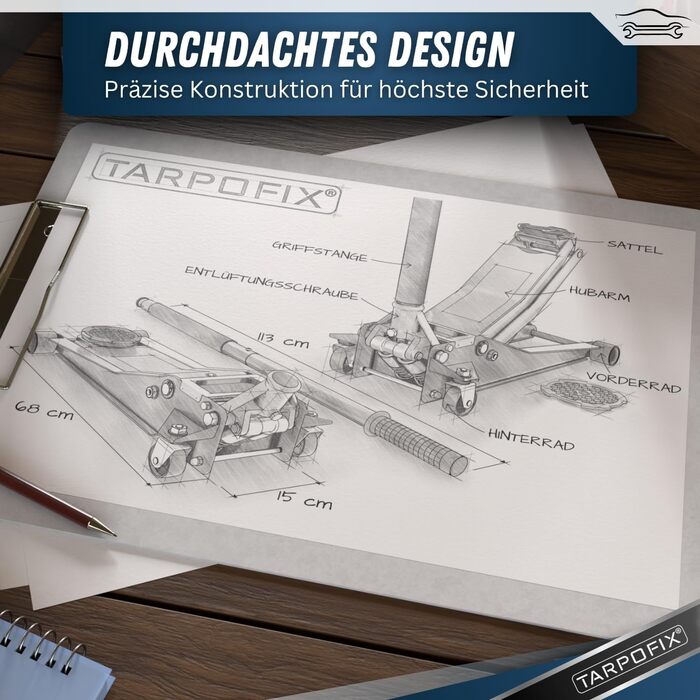 Гідравлічний домкрат Tarpofix 3т (85-475 мм) для позашляховиків та легкових авто | Низькопрофільний домкрат з подвійним циліндром