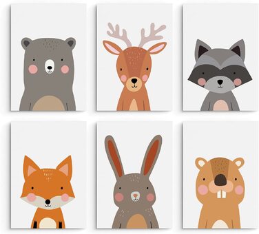 Набір з 6 постерів для дитячої кімнати Hambient: декор для хлопчика та дівчинки, принти для дитячої, декоративні картинки