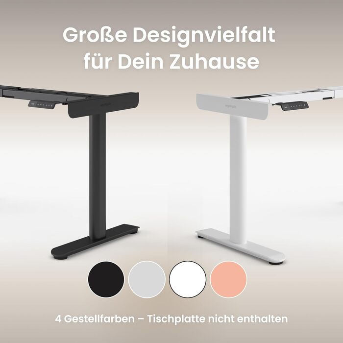 Ergotopia Desktopia One – Регульований стіл, електричний, з подвійним мотором, TÜV-сертифікований, 7 років гарантії (платиновий сірий)
