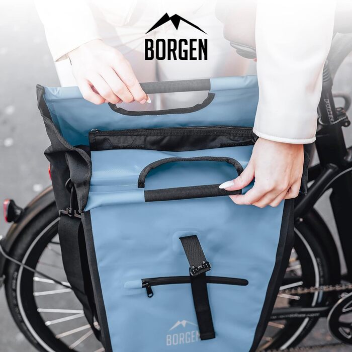 Позичена велосипедна сумка для покупок для багажної полиці зі знімною охолоджувальною вставкою - Може використовуватися як сумка-кофр, велосипедна сумка, сумка для перенесення 23 літри (Синій)