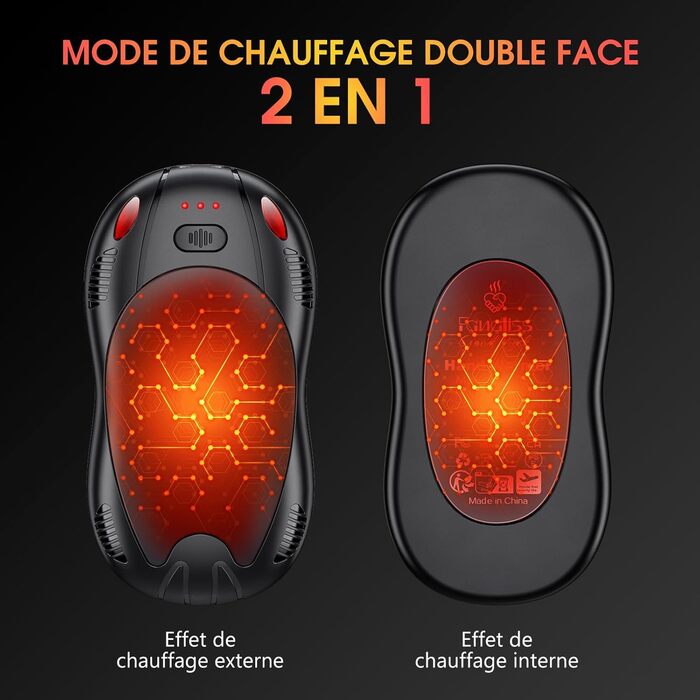 Електричний грілка для рук FANDLISS 10000mAh, 2 шт., з магнітним кріпленням, 3 режими нагріву, для кемпінгу та відпочинку на природі