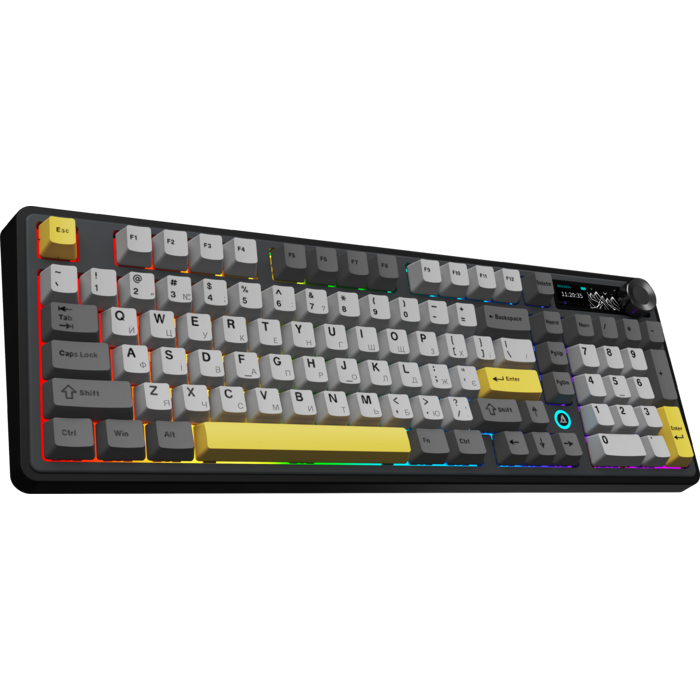 Бездротова механічна клавіатура Ajazz AK980 V2 Gift Switch V2 Black Grey Yellow (AK980-V2-G-BGY)