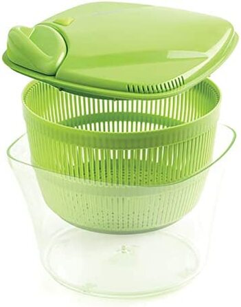 Вращатель для салату Mastrad-зручного розміру для зручного зберігання-нековзне дно і 100 герметичність - можна мити в посудомийній машині, зелений, F31408 (33 x 30 x 26 см)