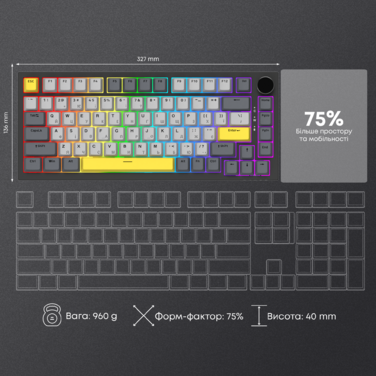 Дротова механічна клавіатура Ajazz AK820 Sea Salt Switch Black (AK820-SS-BGY)