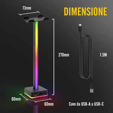 Світлодіодна світло-смуга EZDIY-FAB для навушників з кріпленням, RGB-підсвічування, 50 режимів, аксесуар для геймерського ПК, чорний