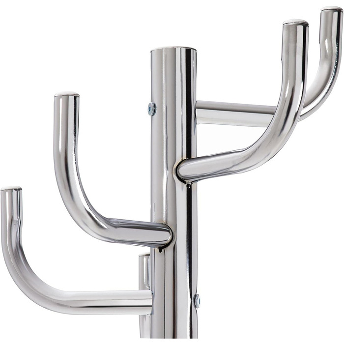 Металева вішалка для одягу IDIMEX Mila з 8 гачками, хромована, з підставкою для капелюхів