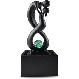 Кімнатний фонтан Zen'Light Amor чорного кольору з LED-підсвічуванням - сучасний декор, знімний елемент, закритий цикл, ротова куля, 31x14x14 см