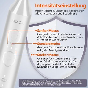 Електрична звукова зубна щітка Ritter Weisse з 5 режимами, таймером та акумулятором на 90 днів